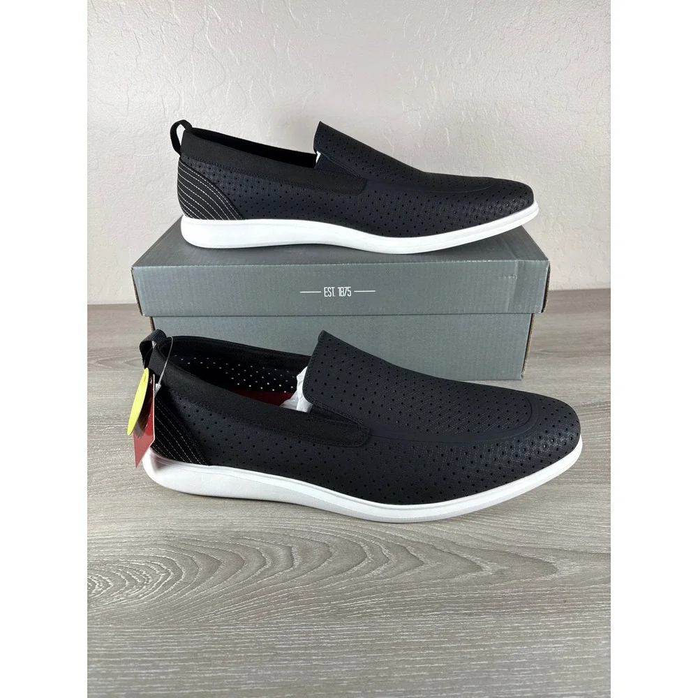 Stacy Adams Remy Mens 13 M Black Perforated Slip On Sneakers‎ Redzone 25658-001